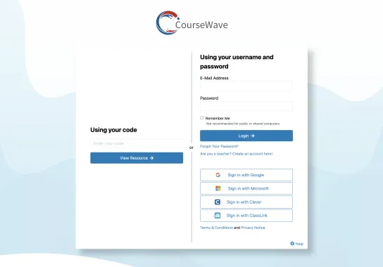 CourseWave Login Screen